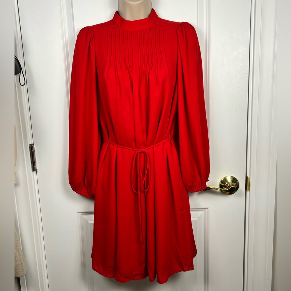 Flirty Ann Taylor 💋 Vibrant Red 💋 Long Sleeve Dress